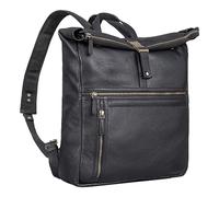 STILORD Leya Vintage Rolltop Rucksack Damen Leder Wasserdicht - Laptoprucksack 15.6 | 16 | 17 Zoll - Moderner Lederrucksack als Uni-, Business-, Wander- und Fahrradrucksack Farbe:schwarz