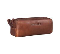 STILORD 'Linus' Etui Leder Vintage Herren Damen Stifteetui Lederetui Federmappe quadratisch Stiftetasche Büffelleder, Farbe:Porto - Cognac