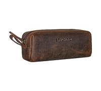 STILORD Linus Etui Leder Vintage Herren Damen Stifteetui Lederetui Federmappe quadratisch Stiftetasche Büffelleder Farbe:Zamora - braun