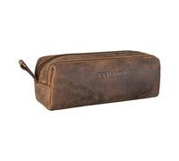 STILORD Linus Etui Leder Vintage Herren Damen Stifteetui Lederetui Federmappe quadratisch Stiftetasche echtes Rindsleder Farbe:Calais - braun