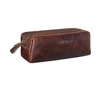 STILORD Linus Etui Leder Vintage Herren Damen Stifteetui Lederetui Federmappe quadratisch Stiftetasche Büffelleder Farbe:Florida - braun