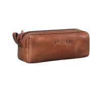 STILORD Linus Etui Leder Vintage Herren Damen Stifteetui Lederetui Federmappe quadratisch Stiftetasche echtes Rindsleder Farbe:Andorra - braun