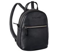 STILORD Lola Mini Daypack Damen Lederrucksack Cityrucksack Kleiner Tagesrucksack Rucksack Tasche für Frauen XS Stadtrucksack aus Echtem Leder Farbe:schwarz