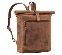 STILORD 'Lutz' XL Rolltop Rucksack Herren aus Leder mit Laptop-Fach 16-17.3 Zoll Groß - ideal für Reisen - Fahrradrucksack moderner Business Laptop-Rucksack für Arbeit Uni Büro, Farbe:eichen - braun