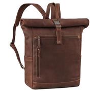 STILORD 'Lutz' XL Rolltop Rucksack Herren aus Leder mit Laptop-Fach 16-17.3 Zoll Groß - ideal für Reisen - Fahrradrucksack moderner Business Laptop-Rucksack für Arbeit Uni Büro, Farbe:torres - braun