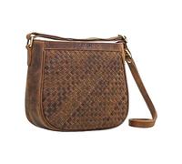 STILORD 'Madita' Kleine Damen Handtasche Leder Vintage Schultertasche für Frauen geflochtene Umhängetasche für Freizeit Ausgehen City Party Echtleder, Farbe:vinto - braun