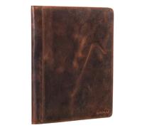 STILORD 'Malcolm' Leder Schreibmappe A4 Vintage Dokumentenmappe für Business Arbeit Meeting Konferenzmappe Organizer mit EC-Karten Fächer Echtleder, Farbe:Sepia - braun