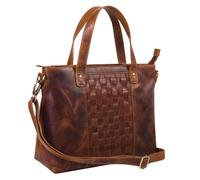 STILORD 'Mara' Elegante Handtasche geflochtenes Leder mit abnehmbaren Schulterriemen Shopper Tasche Abendtasche Ausgehtasche für Damen Echtleder mittel-groß, Farbe:arona - braun