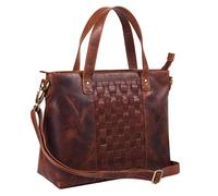 STILORD 'Mara' Elegante Handtasche geflochtenes Leder mit abnehmbaren Schulterriemen Shopper Tasche Abendtasche Ausgehtasche für Damen Echtleder mittel-groß, Farbe:siena - braun