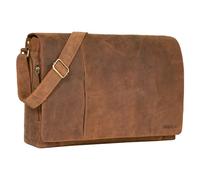 STILORD 'Maximus' XXL Ledertasche riesige Herren Umhängetasche Unitasche 17 18 19 21 Zoll Laptop Aktentasche Bürotasche Büffel Leder, Farbe:tan - dunkelbraun