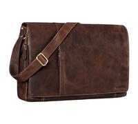 STILORD 'Maximus' XXL Ledertasche riesige Herren Umhängetasche Unitasche 17 18 19 21 Zoll Laptop Aktentasche Bürotasche Büffel Leder, Farbe:crunchy - dunkelbraun