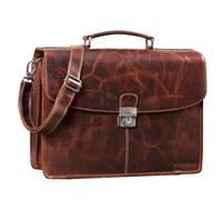 STILORD Miguel Klassische Leder Aktentasche Schwarz Herren große Businesstasche Arbeit Bürotasche mit Schloss zum Umhängen 15,6 Zoll Laptoptasche Farbe:Milano - braun