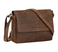 STILORD 'Miley' Elegante Kleine Umhängetasche Damen Leder Handtasche Dunkelbraun Ledertasche Klein Echtleder Damenhandtasche Crossbody Bag Schultertasche mit Reißverschluss