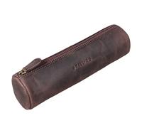 STILORD 'Miller' Federmappe Leder Rund Vintage Federmäppchen Rolle Lederetui Vintage Stifterolle Pencil Case Schlamperrolle aus Echtem Leder, Farbe:dunkel - braun