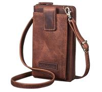 STILORD 'Nelly' Geldbörse mit Handyfach Leder 3-in-1 Handytasche Umhängetasche Portemonnaie zum Umhängen Handy Umhängetasche Damen Vintage Echtleder, Farbe:kara - cognac