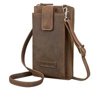 STILORD 'Nelly' Geldbörse mit Handyfach Leder 3-in-1 Handytasche Umhängetasche Portemonnaie zum Umhängen Handy Umhängetasche Damen Vintage Echtleder, Farbe:mittel - braun