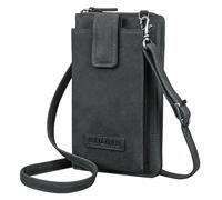 STILORD 'Nelly' Geldbörse mit Handyfach Leder 3-in-1 Handytasche Umhängetasche Portemonnaie zum Umhängen Handy Umhängetasche Damen Vintage Echtleder, Farbe:carbon - grau