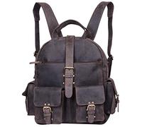 STILORD 'Nevada' Rucksack Leder groß im Vintage Design mit 13,3 Zoll Laptopfach Unisex Lederrucksack Uni Schule Lehrer Echtleder, Farbe:dunkel - braun
