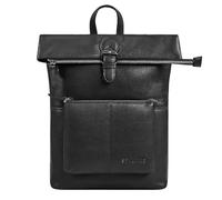 STILORD 'Niagara' Damen Rolltop Rucksack Leder - eleganter Cityrucksack Vintage Tagesrucksack Echtleder 13,6' Laptopfach | kleiner Daypack mit vielen Fächern, Farbe:schwarz