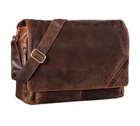 STILORD 'Nick' Umhängetasche Leder Herren Damen Unitasche 15.6 Zoll Laptoptasche Aktentasche Bürotasche Vintage Büffel-Leder, Farbe:kansas - braun