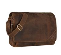 STILORD 'Nick' Umhängetasche Leder Herren Damen Unitasche 15.6 Zoll Laptoptasche Aktentasche Bürotasche Vintage Büffel-Leder, Farbe:calais - braun