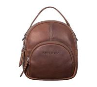 STILORD Polina Frauen Mini Daypack Leder XS City Backpack Tagesrucksack Klein Leder Stadtrucksack Kleine Handy Schultertasche Damen Casual Bag Farbe:sila - braun