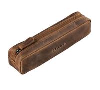 STILORD 'Preston' Etui aus Leder Federmäppchen Vintage Vintage Lederetui Stifterolle Retro Schlamperrolle Damen Herren Faulenzer Echtleder, Farbe:mittel - braun