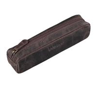 STILORD 'Preston' Etui aus Leder Federmäppchen Vintage Vintage Lederetui Stifterolle Retro Schlamperrolle Damen Herren Faulenzer Echtleder, Farbe:dunkel - braun