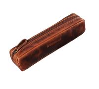 STILORD 'Preston' Etui aus Leder Federmäppchen Vintage Vintage Lederetui Stifterolle Retro Schlamperrolle Damen Herren Faulenzer Echtleder, Farbe:Kara - Cognac