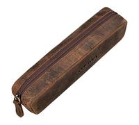 STILORD 'Preston' Etui aus Leder Federmäppchen Vintage Vintage Lederetui Stifterolle Retro Schlamperrolle Damen Herren Faulenzer Echtleder, Farbe:Kreta - braun