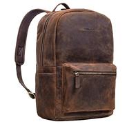 STILORD 'Quincy' Lederrucksack mit Laptop-Fach 14-16 Zoll für Herren und Damen dunkel-braun ideal als Großer Arbeitsrucksack Vintage Schulrucksack Echtleder Uni-Rucksack
