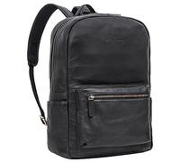 STILORD 'Quincy' Lederrucksack mit Laptop-Fach 14-16 Zoll für Herren und Damen schwarz - ideal als Großer Arbeitsrucksack Vintage Schulrucksack Echtleder Uni-Rucksack