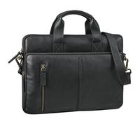 STILORD 'Raihn' Leder Umhängetasche Herren 13.3-14 Zoll Laptop-Tasche für Arbeit Reisen Business Tasche Schmal Laptophülle aus Echtleder, Farbe:schwarz