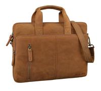 STILORD Raihn Leder Umhängetasche Herren 13.3-14 Zoll Laptop-Tasche für Arbeit Reisen Business Tasche Schmal Laptophülle aus Echtleder Farbe:tan - Dunkelbraun