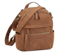 STILORD 'Regina' Leder Rucksack-Tasche 2-in-1 Damen - Rucksackhandtasche Kleine Damenhandtasche moderner Echtleder Damenrucksack - Taschen-Rucksack mit vielen Fächern, Farbe:tan - dunkelbraun