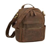 STILORD 'Regina' Leder Rucksack-Tasche 2-in-1 Damen - Rucksackhandtasche Kleine Damenhandtasche moderner Echtleder Damenrucksack - Taschen-Rucksack mit vielen Fächern, Farbe:zamora - braun