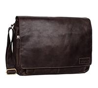 STILORD Rick Schultertasche Leder für 15,6 Zoll Laptop Umhängetasche Aktentasche Bürotasche Unitasche Büffel-Leder Farbe:Cognac - Hellbraun
