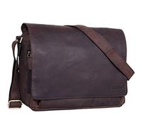 STILORD Rick Schultertasche Leder für 15,6 Zoll Laptop Umhängetasche Aktentasche Bürotasche Unitasche Büffel-Leder Farbe:Cognac - Hellbraun