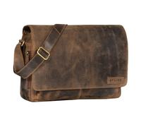 STILORD 'Rick' Schultertasche Leder für 15,6 Zoll Laptop Umhängetasche Aktentasche Bürotasche Unitasche Büffel-Leder, Farbe:calais - braun