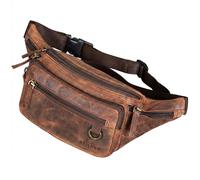 STILORD Robin Premium Bauchtasche Herren Leder Vintage Gürteltasche Echtleder Hüfttasche Crossbody Umhängetasche mit 6 Reißverschlussfächer für Smartphone Festival Reise Farbe:Sepia - braun