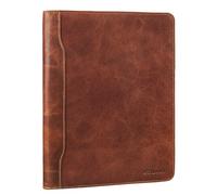 STILORD 'Roland' Echtleder Konferenzmappe A5 für Damen und Herren mit Reißverschluss | Handliches DIN A5 Format | Business Dokumentenmappe Mappe Leder, Farbe:Cannes - braun