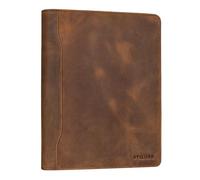 STILORD 'Roland' Echtleder Konferenzmappe A5 für Damen und Herren mit Reißverschluss | Handliches DIN A5 Format | Business Dokumentenmappe Mappe Leder, Farbe:Sepia - braun