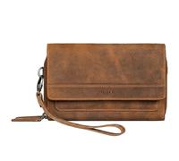 STILORD "Sabrina 4-in-1 XL Geldbörse Damen Leder zum Umhängen | Multifunktionales Echtleder Portemonnaie mit Handyfach Clutch Umhängetasche mit Doppelter Reißverschluss Farbe:Bergamo - braun