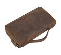 STILORD 'Sean' Geldtasche Herren Leder mit Griff Große Geldbörse Männer Portemonnaie RFID Schutz Wallet Vintage Ledergeldbörse viele Fächer Handgelenktasche Echtleder, Farbe:mittel - braun