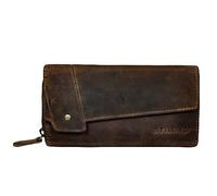 STILORD 'Sophia' Portemonnaie Damen Leder RFID NFC Schutz Vintage Geldbörse Groß Geldbeutel mit Reißverschluss und Ausleseschutz in Geschenkbox, Farbe:Sepia - braun Plain