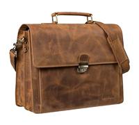 STILORD 'Stanley' Aktentasche Herren Leder mit Schloss für 17 Zoll Laptop Business Tasche Echtleder Vintage Laptoptasche Groß Umhängetasche XL mit Trolley Halterung, Farbe:sepia - braun plain