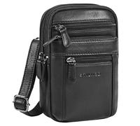 STILORD 'Tamo' 4-in-1 Kleine Ledertasche Herren - Umhänge, Brust, Karabiner & Gürteltasche | Multifunktionale Echtleder Männerhandtasche mit abnehmbaren Gurt für Handy, Farbe:schwarz