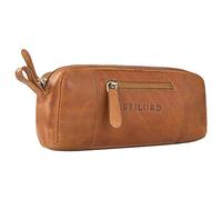 STILORD 'Ted' Kleines Etui Leder Vintage Federmäppchen Schlamperrolle Federmappe Schlampermäppchen Stifterolle Federtasche Federpenal Lederetui für Stifte Echtleder, Farbe:Cognac - braun
