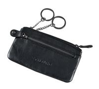 STILORD 'Theo' Schlüsseletui Leder Vintage Münzbörse Herren 2 Reißverschluss Fächer Schlüsseltasche Slim Minibörse mit Schlüssel-Ring RFID Blocker, Farbe:schwarz