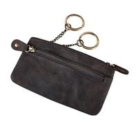 STILORD 'Theo' Schlüsseletui Leder Vintage Münzbörse Herren 2 Reißverschluss Fächer Schlüsseltasche Slim Minibörse mit Schlüssel-Ring RFID Blocker, Farbe:dunkel - braun